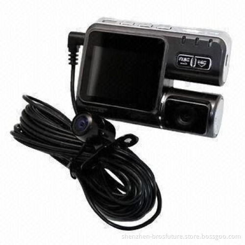 Emergency Video Lock HD Car DVR with Motion Detection, Normal/Inverse Phase Switch and Dual-lens